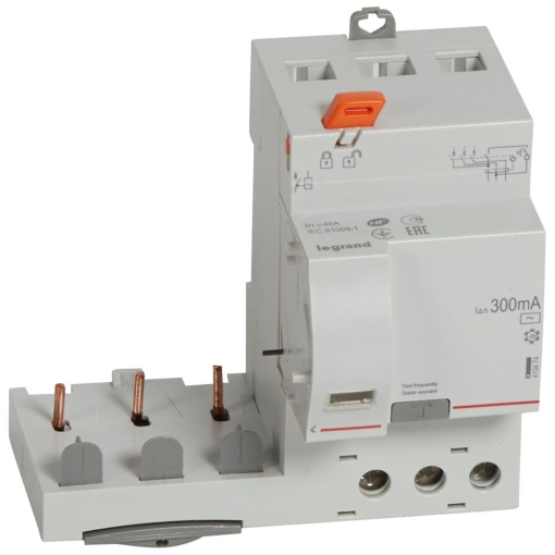 Bloco dif. adaptável DX3 p disj. 1Mpólo 3P - 400 V - 40A - 300mA - tipo AC