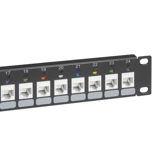 Painel interligação mod. vazio 24xRJ45 cat.6 UTP-STP Keystone cguia-cabos met