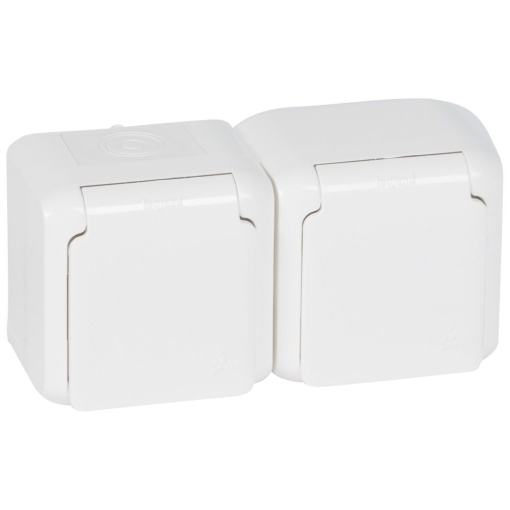 Forix estanque IP 44 - Tomada 2 x 2PT "Schuko" ctampa - 16 A - 250 V - Branco