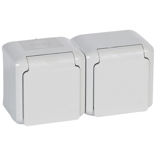 Forix estanque IP 44 - Tomada 2 x 2PT "Schuko" ctampa - 16 A - 250 V - Cinze