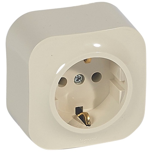 Forix saliente IP 21 - Tomada 2PT Schuko s obturadores - 16A - 250V - Creme