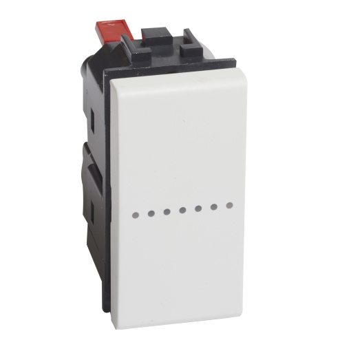 Livinglight - Comutador de escada iluminável - Comando axial - Branco, 1 módulo