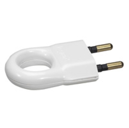Ficha macho 2P - 6 A com anel de extração - branco