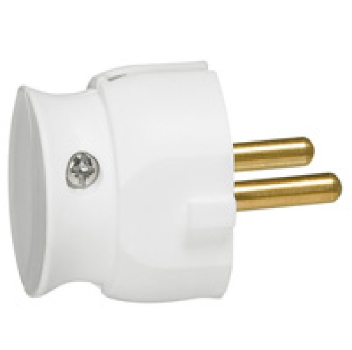 Ficha macho 2P sem terra 16 A extraplana - branco