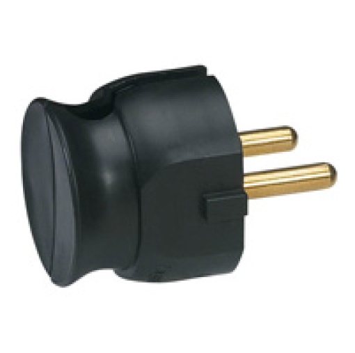 Ficha macho 2P sem terra 16 A extraplana - preto