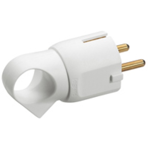 Ficha macho 2PT - 16 A com anel de extração - branco