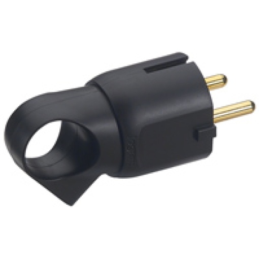 Ficha macho 2PT - 16 A com anel de extração - preto