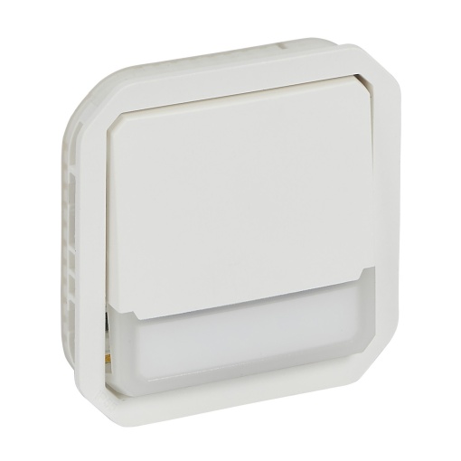 Plexo IP 55 componível - Botão simples NA  NF luminoso porta-etiqueta, Branco