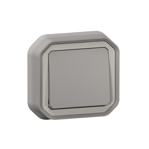 Plexo IP 55 monobloco encastrar - Botão simples NA, Cinzento