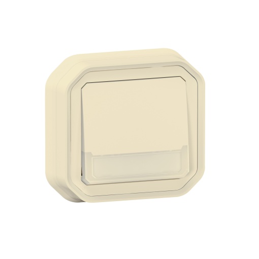 Plexo IP 55 monobloco encastrar - Botão simples luminoso porta-etiqueta, Areia