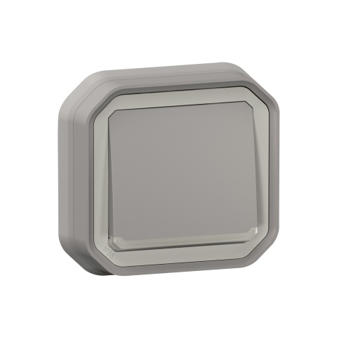 Plexo IP 55 monobloco encastrar - Botão simples luminoso NA, Cinzento