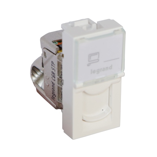 Mosaic - Tomada RJ45 - Cat.6A - STP - 1 módulo - Branco Antimicrobial