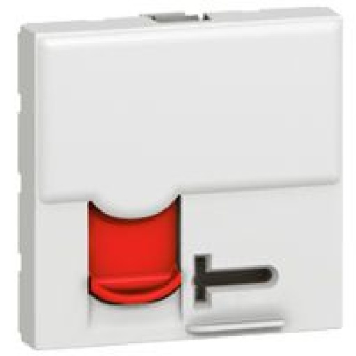 Mosaic Tomada RJ45 Cat.6A UTP com controlo de acesso 2M Branco cobturador verm