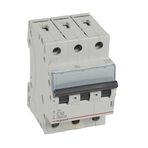 Disjuntores TX³ 6000-6kA - 3P - 400 V - 10 A -Curva C - 3 módulos