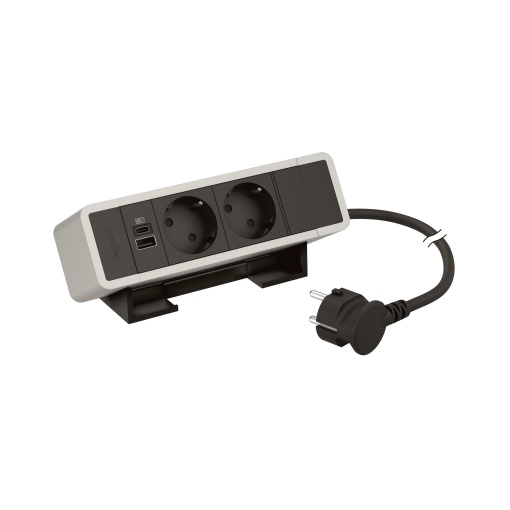 Incara On Desk - 2 tomadas 2PT Schuko  1 USB Tipo-A  1 USB Tipo-C 15W - Alum