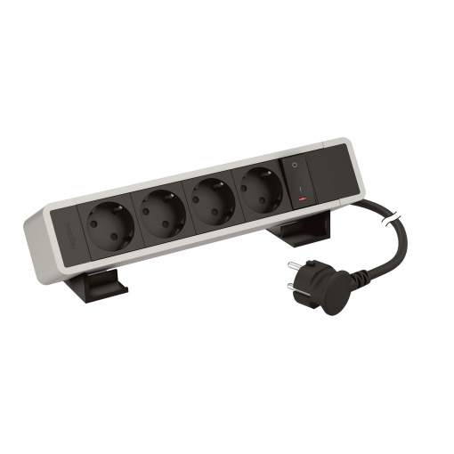 Incara On Desk - 4 tomadas 2PT Schuko  1 interruptor geral luminoso - Alumínio