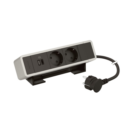 Incara On Desk - 2 tomadas 2PT Schuko  1 USB Power Delivery 45W - Alumínio