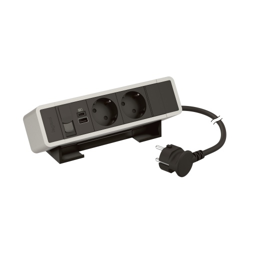 Incara On Desk - 2x2PT 1 USB Tipo-A  1 Tipo-C 15W  1 RJ45 Cat.6 FTP- Alum