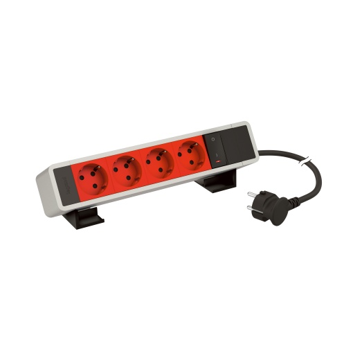 Incara On Desk - 4x2PT vermelhas c encrav. 1 interruptor luminoso - Alum