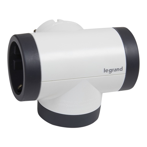 Ficha múltipla 2 x 2PT de saída lateral rotativa c USB - BrancoCinzento claro
