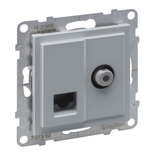Suno - Tomada mista TV-F  RJ45 Cat. 6 UTP, Alumínio