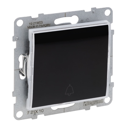 Suno - Botão simples luminoso e com porta-etiqueta, 6 A - 250 V, Preto mate