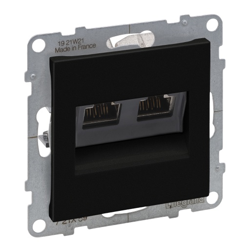 Suno - Tomada dupla 2 x RJ45 cat. 6A - STP, Preto mate