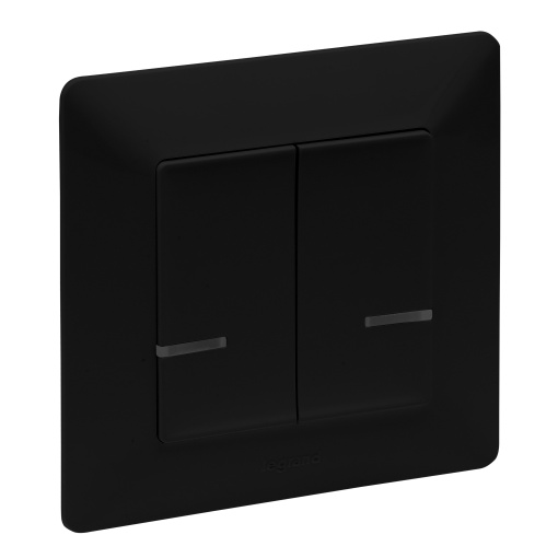 Interruptor duplo de iluminação conectado preto VLWN