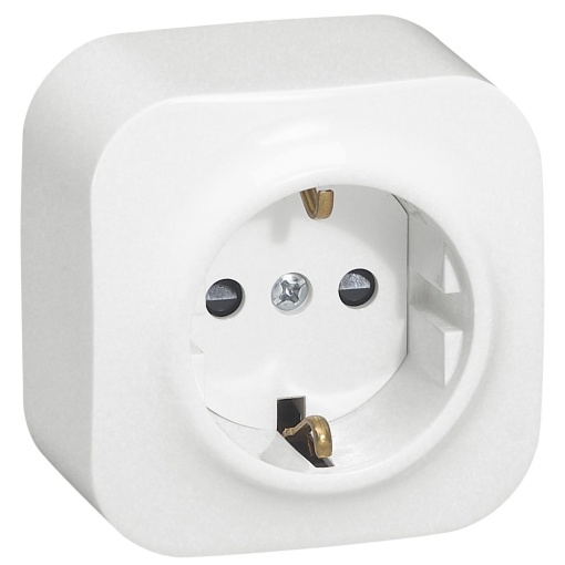 Forix saliente IP 21 - Tomada 2PT Schuko com obturadores - 16A - 250V - Branco