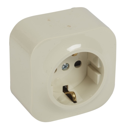 Forix saliente IP 21 - Tomada 2PT Schuko com obturadores - 16A - 250V - Creme