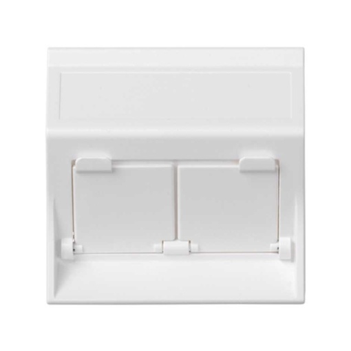 Placa de voz y datos inclinada con guardapolvo 1 elemento para 2 RJ45 blanco Simon 500 Cima