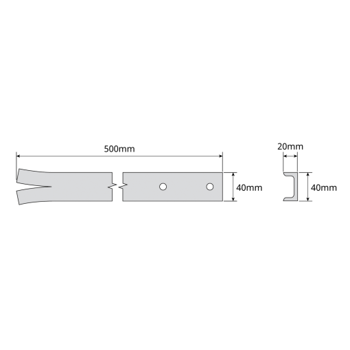 Reinforced straight bracket with U-shaped profile, 500 mm Zinc  RCP