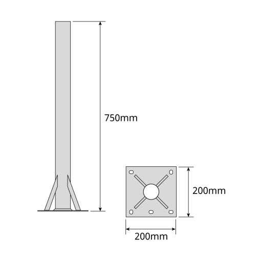 T support 750 mm x 200 mm Zinc  RCP