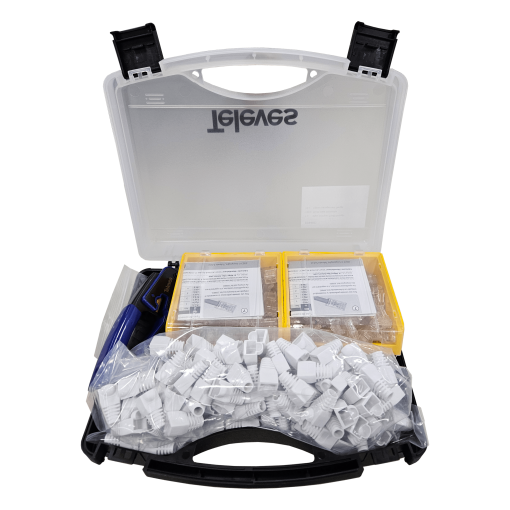 Kit de conectores de dados RJ45 - UTP Cat6 Pass-Through com protector PVC
