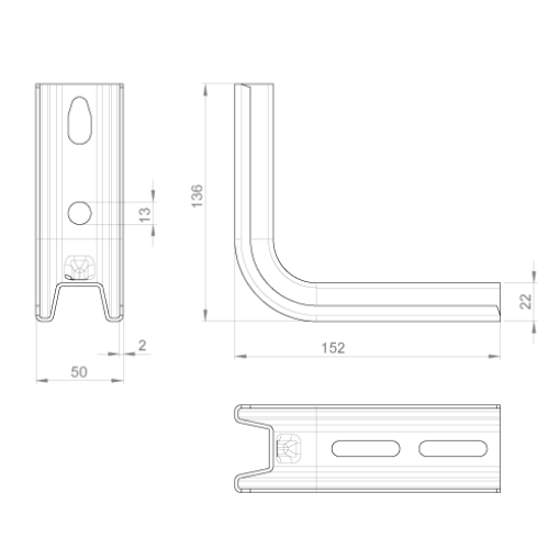 Suporte L Unex 100mm aço sendzimir cor cinzento