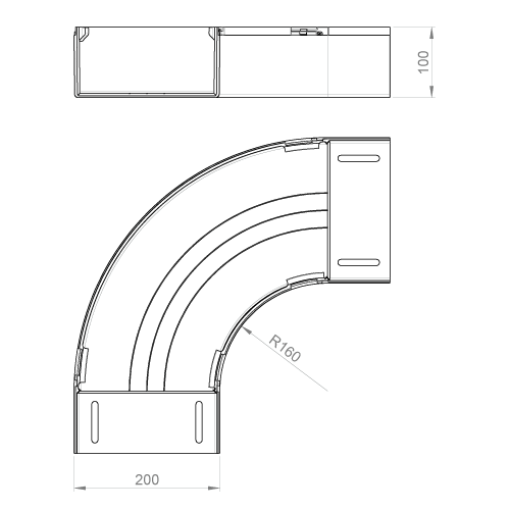 Curva plana 90 Unex 100X200 em U48X sem halogéneos