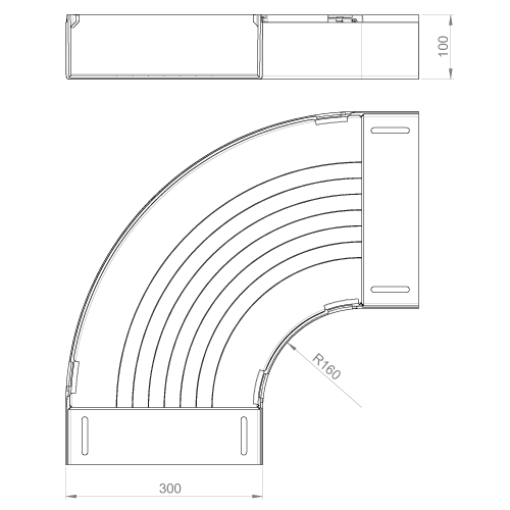 Curva plana 90 Unex 100X300 em U48X sem halogéneos
