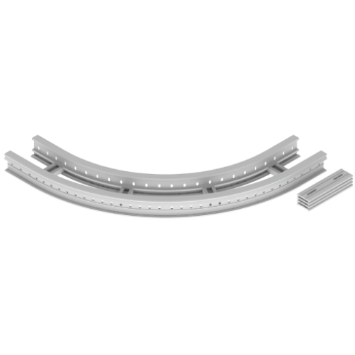 Curva plana de 90 Unex 85x200 R600, em U48X cor cinzento
