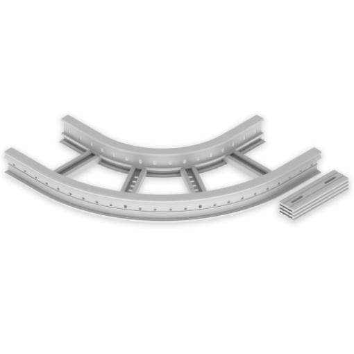 Curva plana de 90 Unex 85x300 R300, em U48X cor cinzento