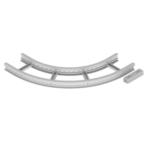 Curva plana de 90 Unex 85x300 R600, em U48X cor cinzento