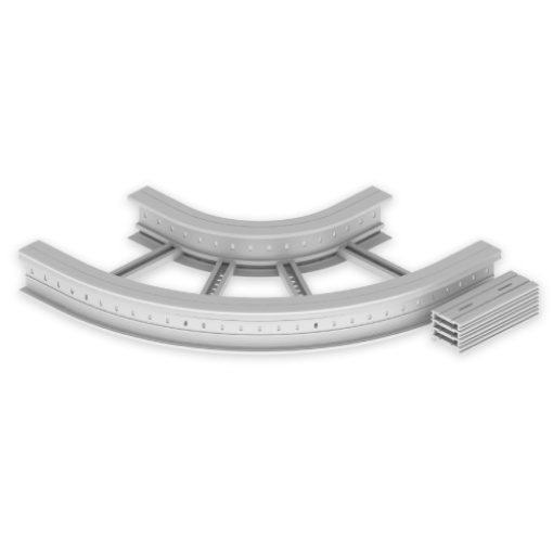 Curva plana de 90 Unex 135x500 R300, em U48X cor cinzento