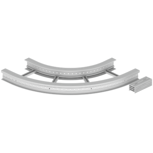 Curva plana de 90 Unex 135x500 R600, em U48X cor cinzento