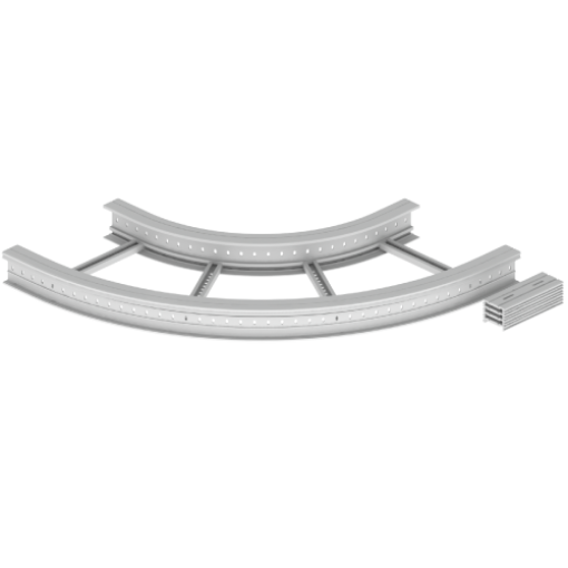 Curva plana de 90 Unex 135x600 R600, em U48X cor cinzento