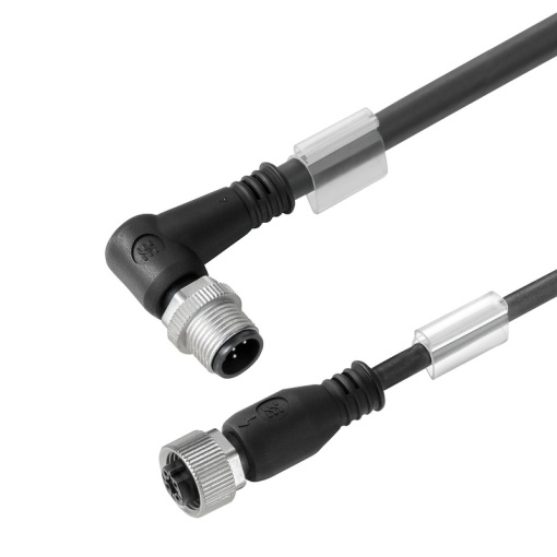 Sensor-actuator Cable, M12  M12, Number of poles 4, 1.5 m, pin, angled - bush straight, LED No, Shielded No