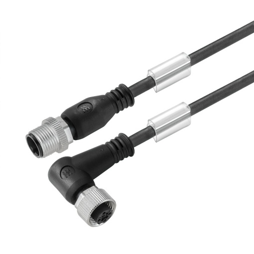 Sensor-actuator Cable, M12  M12, Number of poles 4, 1.5 m, pin, straight - socket, 90, LED No, Shielded No