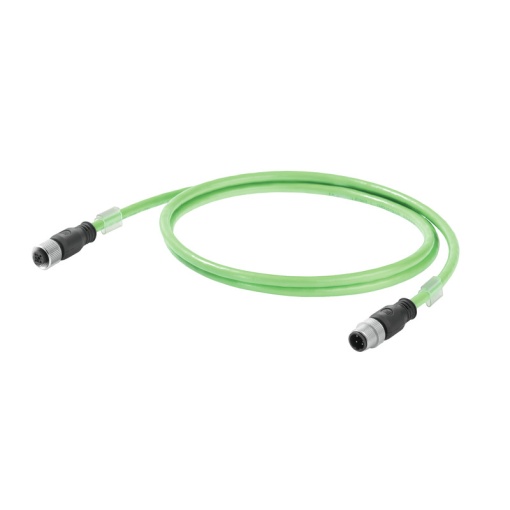 PROFINET Cable assembled, M12 D-code  IP 67 straight socket, M12 D-code  IP 67 straight pin, Number of poles 4, Length 15 m