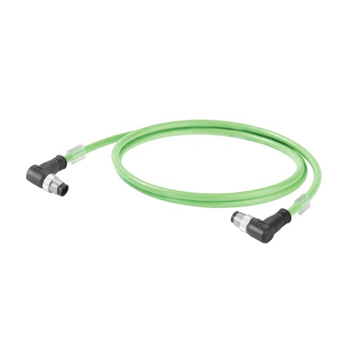 PROFINET Cable assembled, M12 D-code  IP 67 angled pin, M12 D-code  IP 67 angled pin, Number of poles 4, Length 20 m
