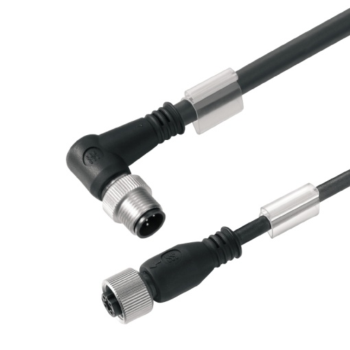 Sensor-actuator Cable, M12  M12, Number of poles 4, 1.5 m, pin, angled - bush straight, LED No, Shielded No