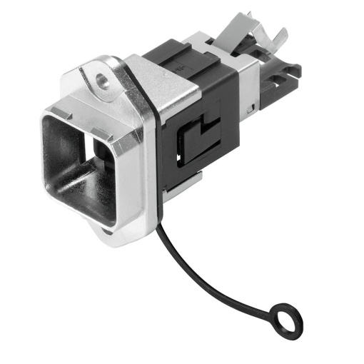 Hybrid connector, Hybrid flange, Hybrid Q10, Crimp, Cat.5 ISOIEC 11801, IP67
