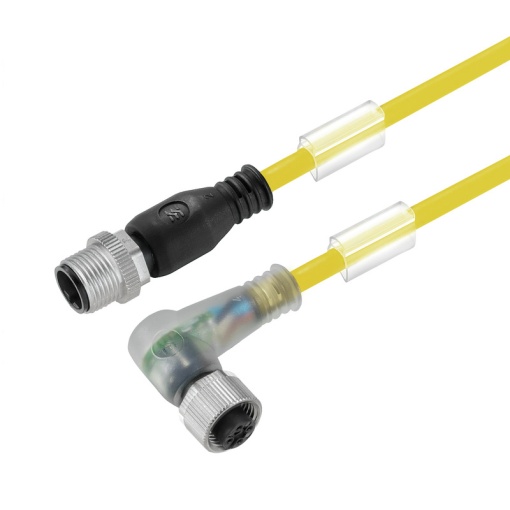 Sensor-actuator Cable, M12  M12, Number of poles 4, 1.5 m, pin, straight - socket, 90, LED Yes, Shielded No